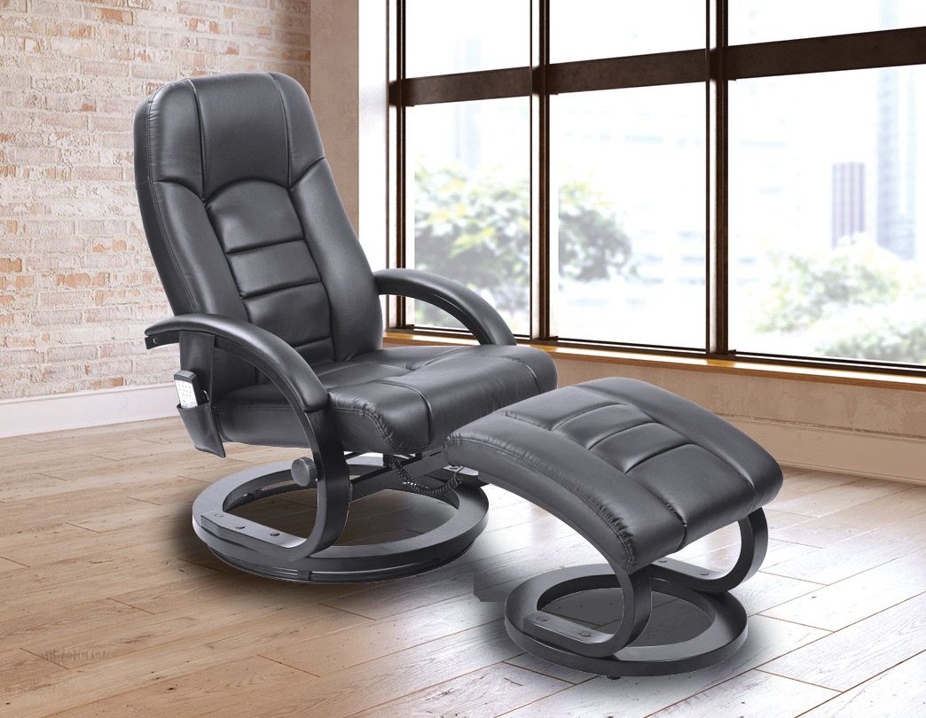 PU Leather Massage Chair Recliner Ottoman Lounge Remote