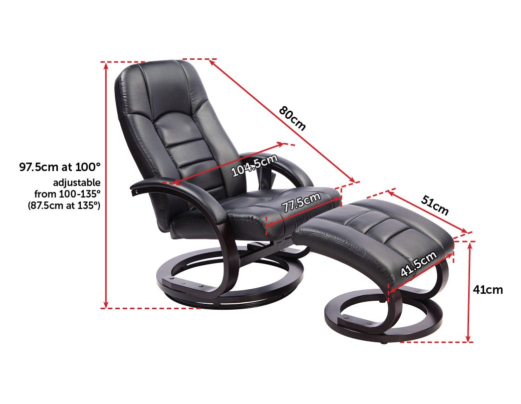 PU Leather Massage Chair Recliner Ottoman Lounge Remote