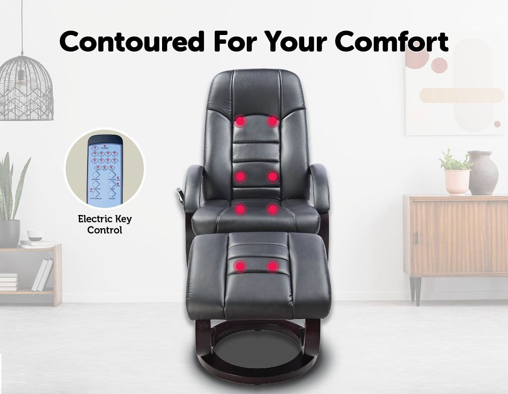 PU Leather Massage Chair Recliner Ottoman Lounge Remote