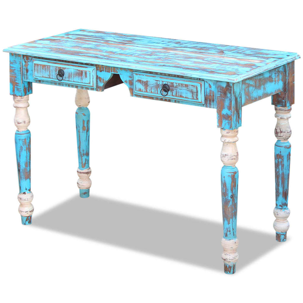 Desk Solid Reclaimed Wood- Blue