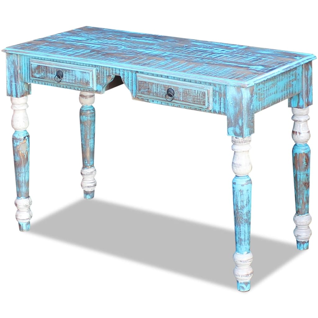 Desk Solid Reclaimed Wood- Blue