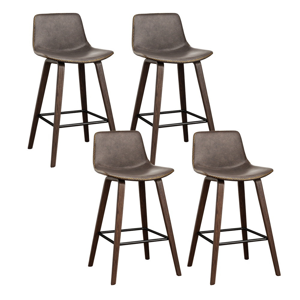 Artiss 4x Bar Stools Vintage Leather Wooden