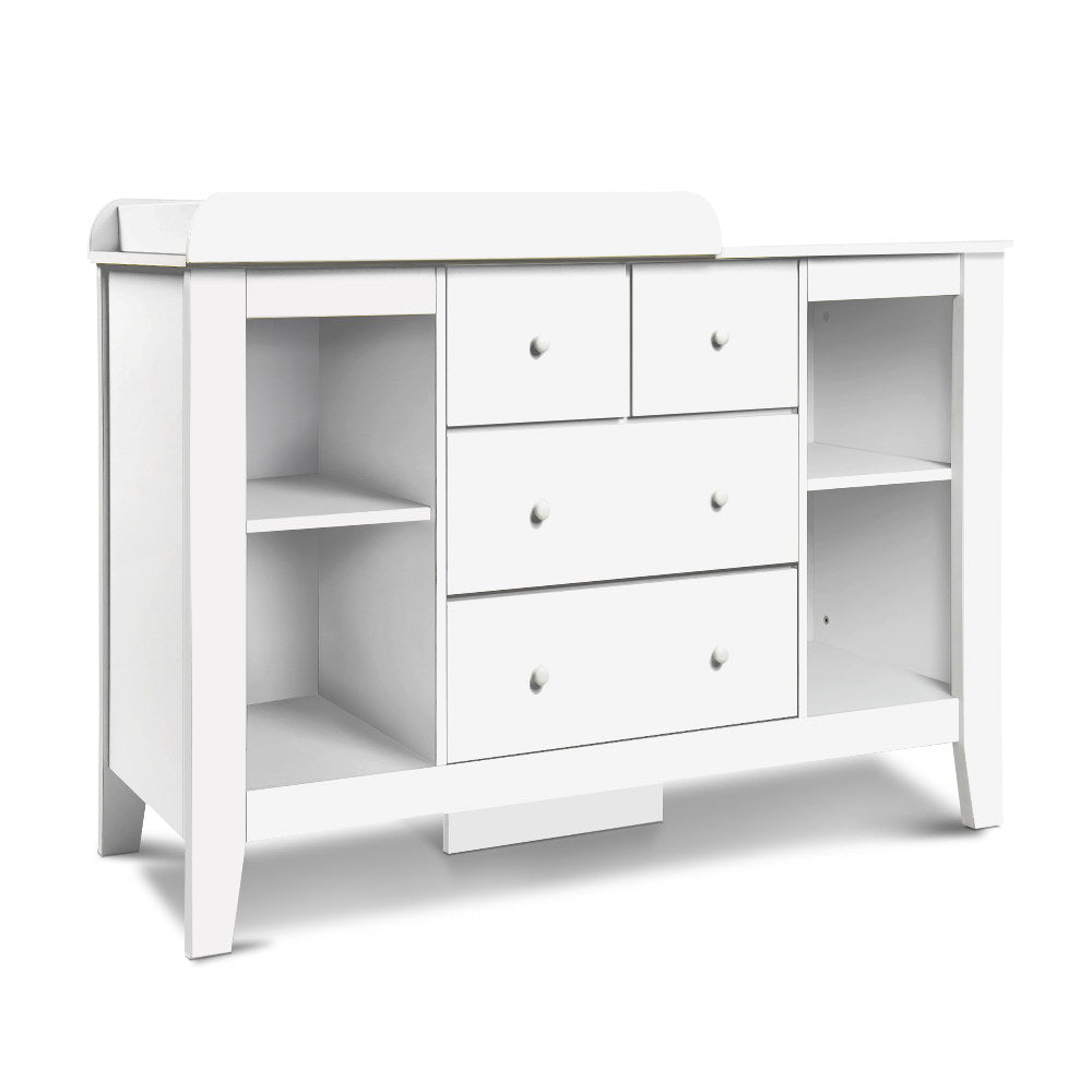 Keezi Baby Change Table Tall boy Drawers Dresser Chest Storage Cabinet White freeshipping - Awezingly