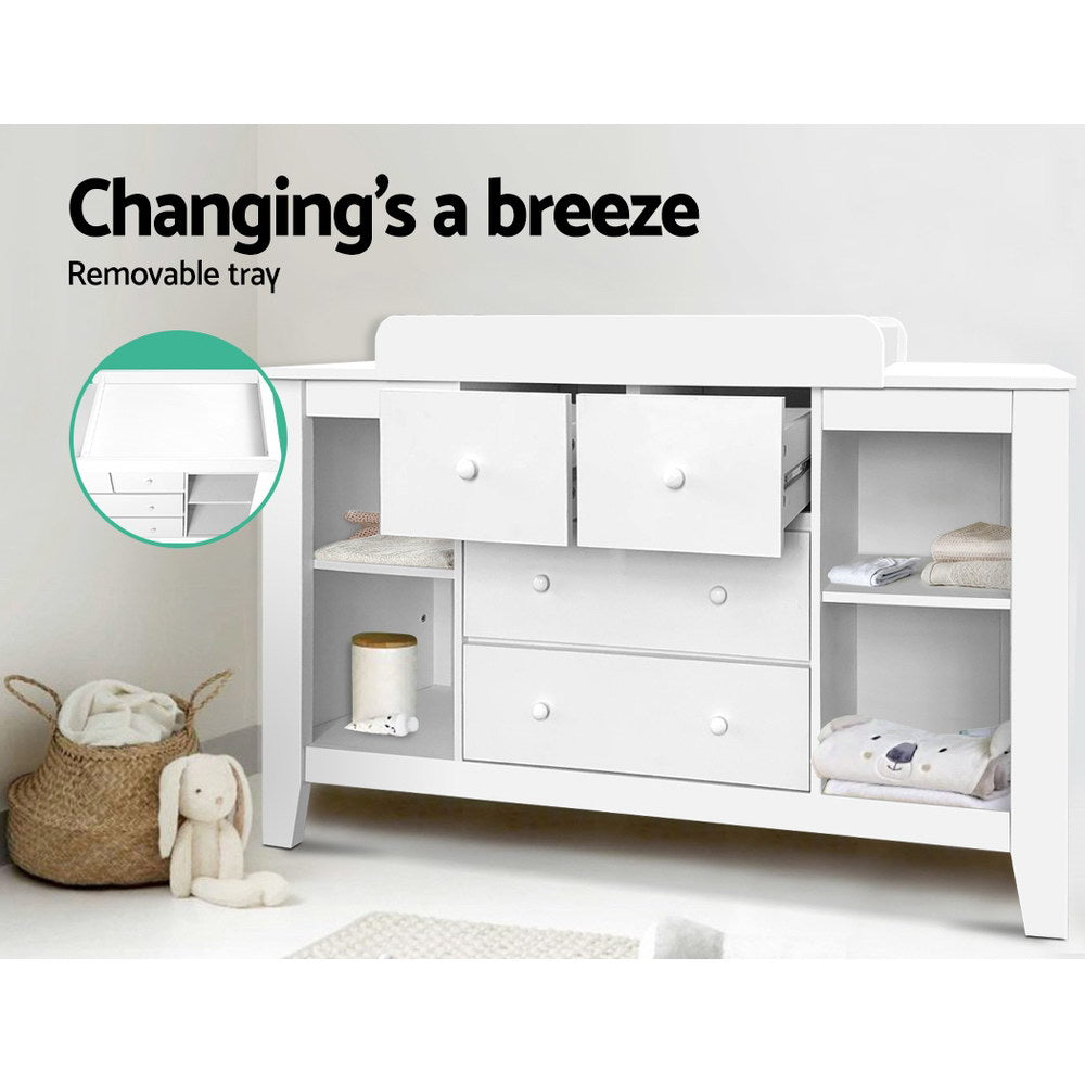 Keezi Baby Change Table Tall boy Drawers Dresser Chest Storage Cabinet White freeshipping - Awezingly