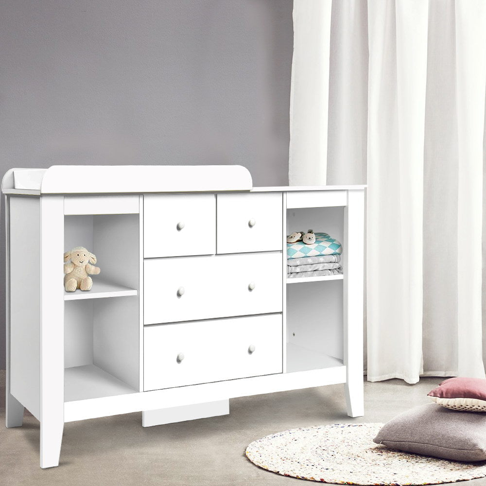 Keezi Baby Change Table Tall boy Drawers Dresser Chest Storage Cabinet White freeshipping - Awezingly