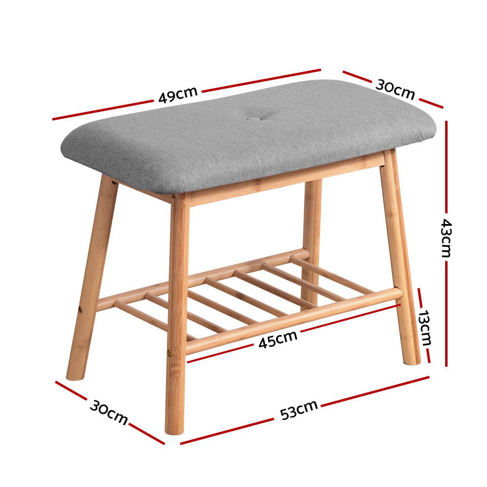 Artiss Shoe Rack Seat Bench Chair Shelf Organisers Bamboo Grey freeshipping - Awezingly