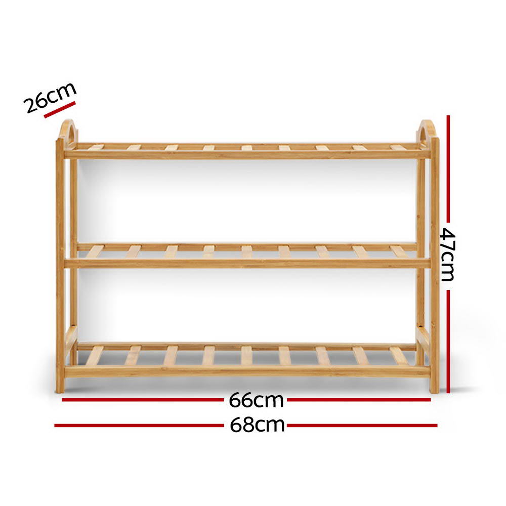 Artiss 3 Tiers Bamboo Shoe Rack Storage Organiser Wooden Shelf Stand Shelves freeshipping - Awezingly