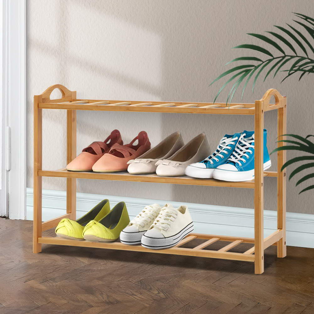 Artiss 3 Tiers Bamboo Shoe Rack Storage Organiser Wooden Shelf Stand Shelves freeshipping - Awezingly