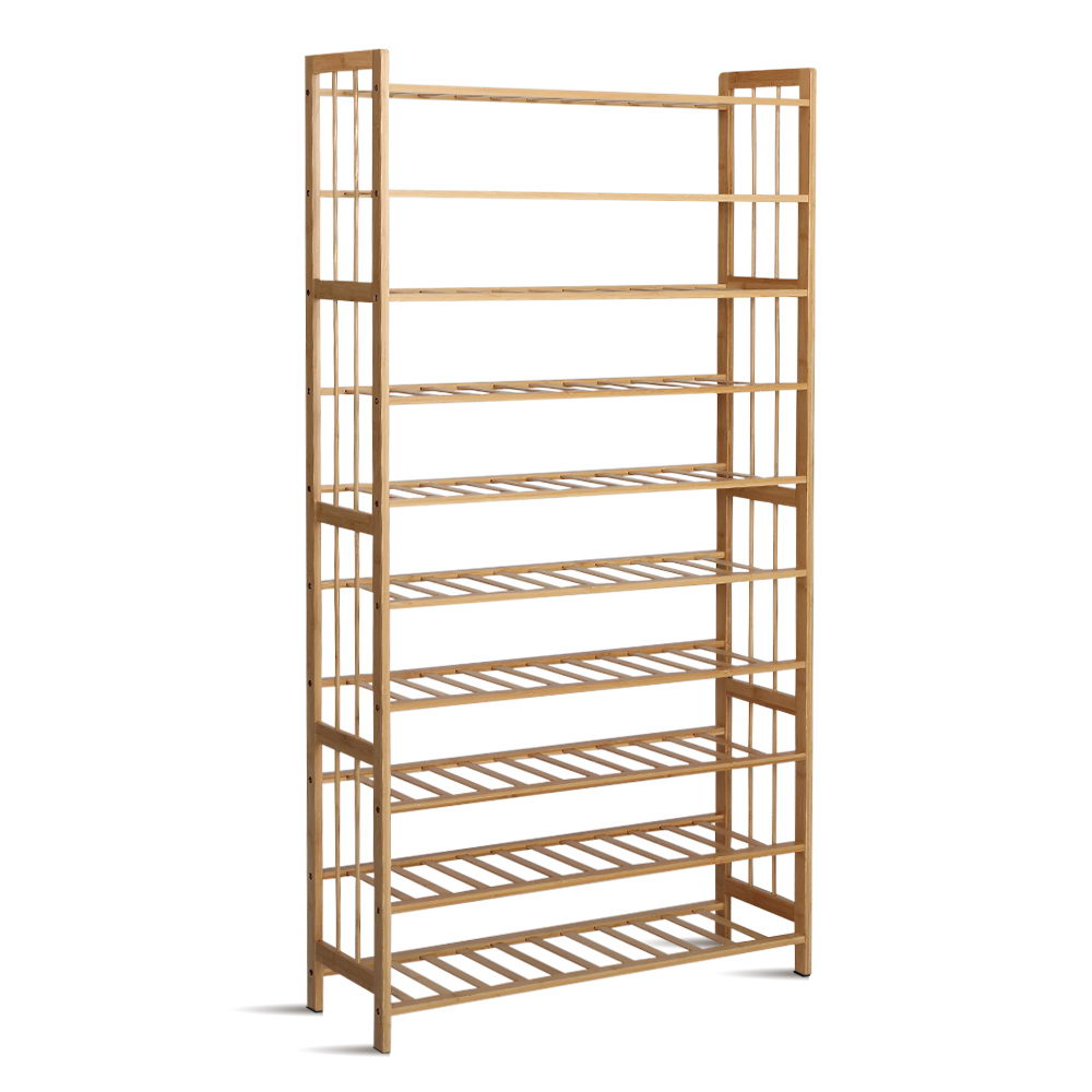 Artiss 10-Tier Bamboo Shoe Rack Wooden Shelf Stand Storage Organizer freeshipping - Awezingly