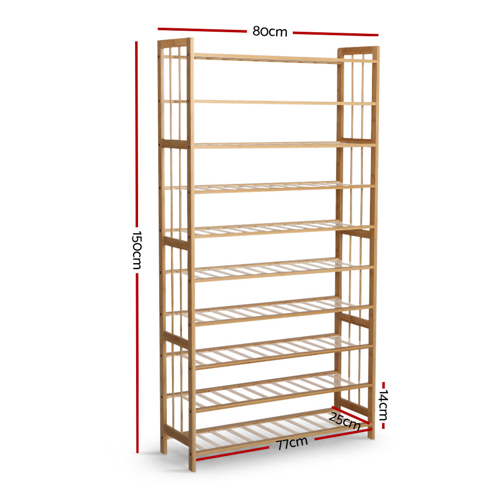 Artiss 10-Tier Bamboo Shoe Rack Wooden Shelf Stand Storage Organizer freeshipping - Awezingly