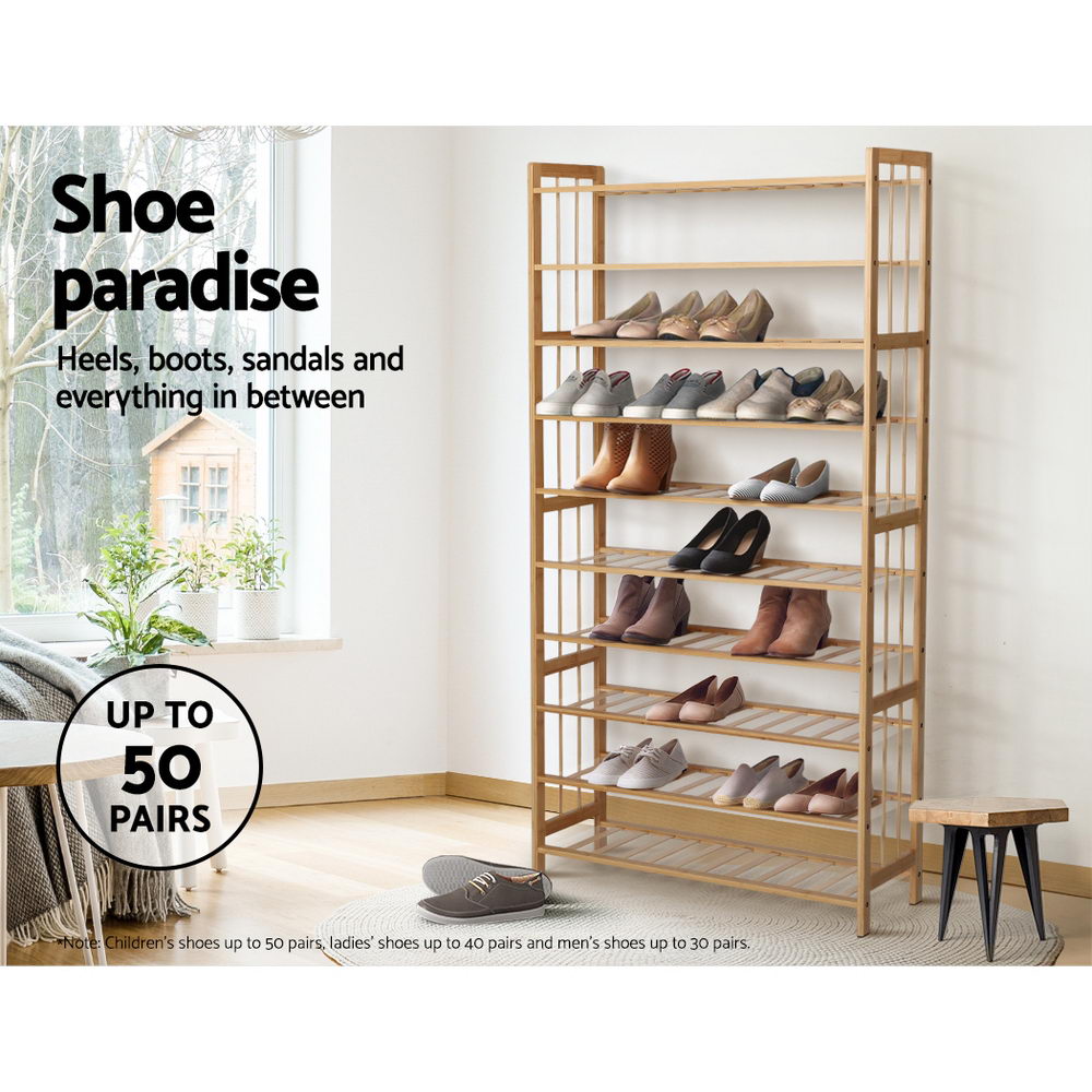 Artiss 10-Tier Bamboo Shoe Rack Wooden Shelf Stand Storage Organizer freeshipping - Awezingly