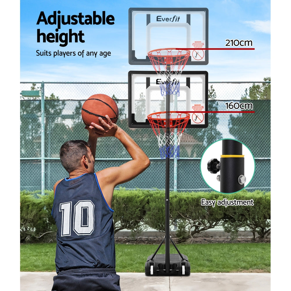 Everfit Adjustable Portable Basketball Stand Hoop System Rim 1.60m to 2.1m