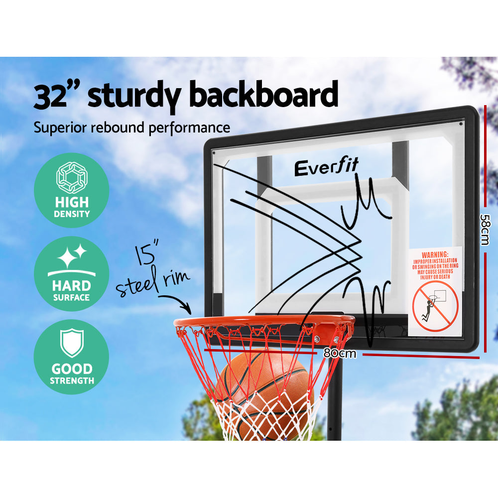 Everfit Adjustable Portable Basketball Stand Hoop System Rim 1.60m to 2.1m