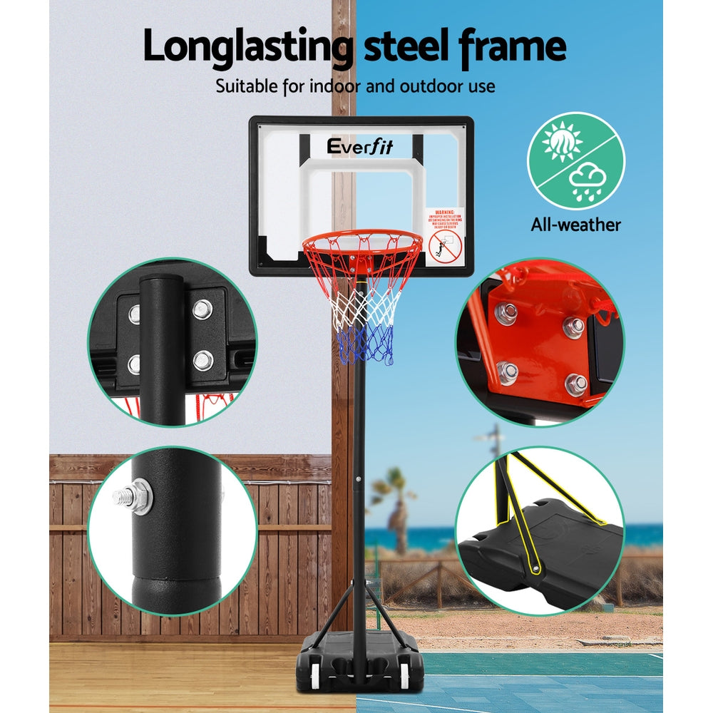 Everfit Adjustable Portable Basketball Stand Hoop System Rim 1.60m to 2.1m