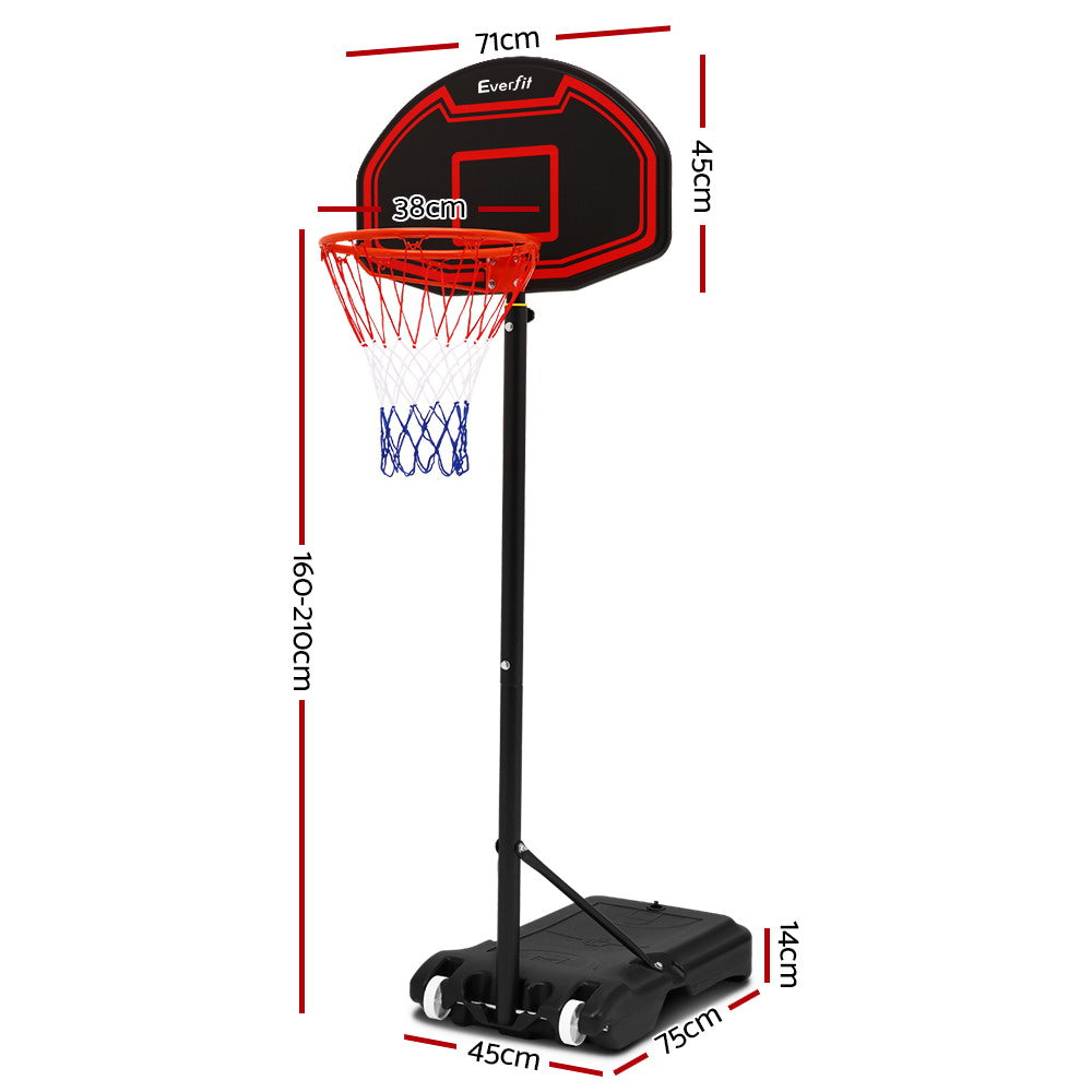 Everfit 2.1M Adjustable Portable Basketball Stand Hoop System Rim Black freeshipping - Awezingly