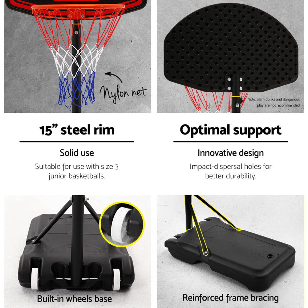 Everfit 2.1M Adjustable Portable Basketball Stand Hoop System Rim Black freeshipping - Awezingly