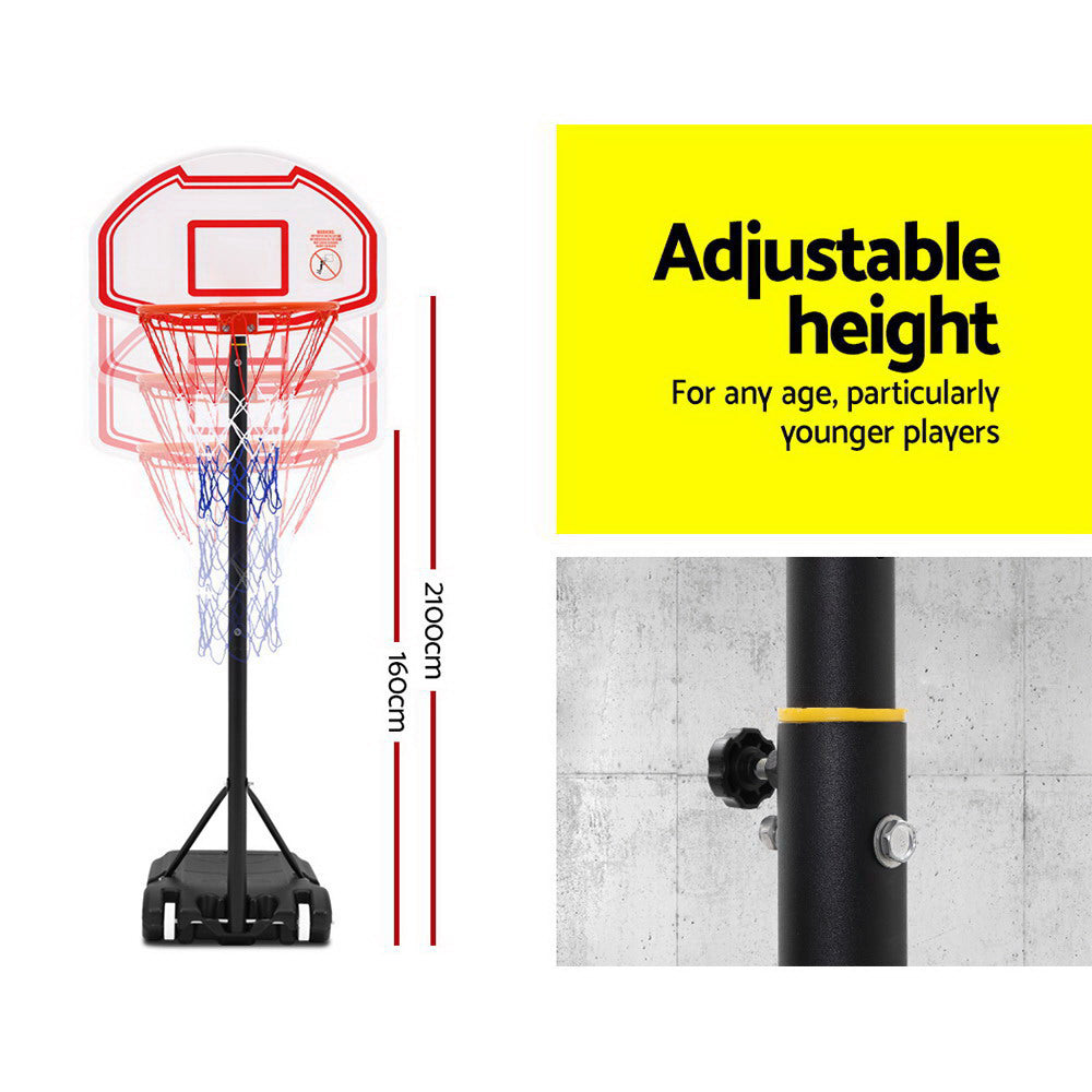 Everfit 2.1M Adjustable Portable Basketball Stand Hoop System Rim - White freeshipping - Awezingly