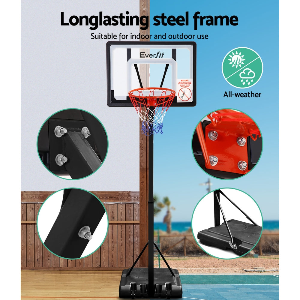 Everfit Adjustable Portable Basketball Stand Hoop System Rim - 2.1m to 2.6m