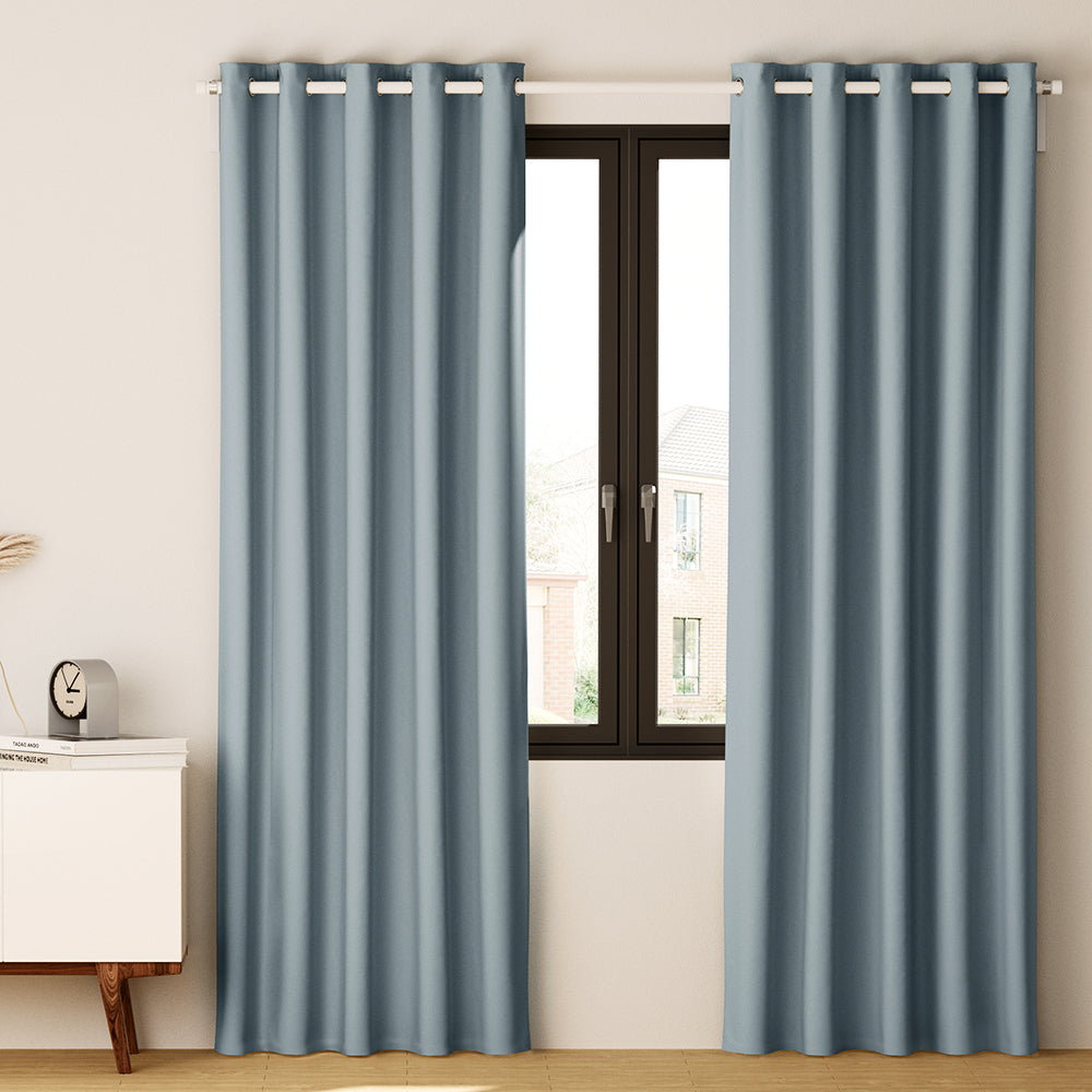 Artiss 2X Blockout Curtains Blackout Window Curtain Eyelet 180x213cm Grey