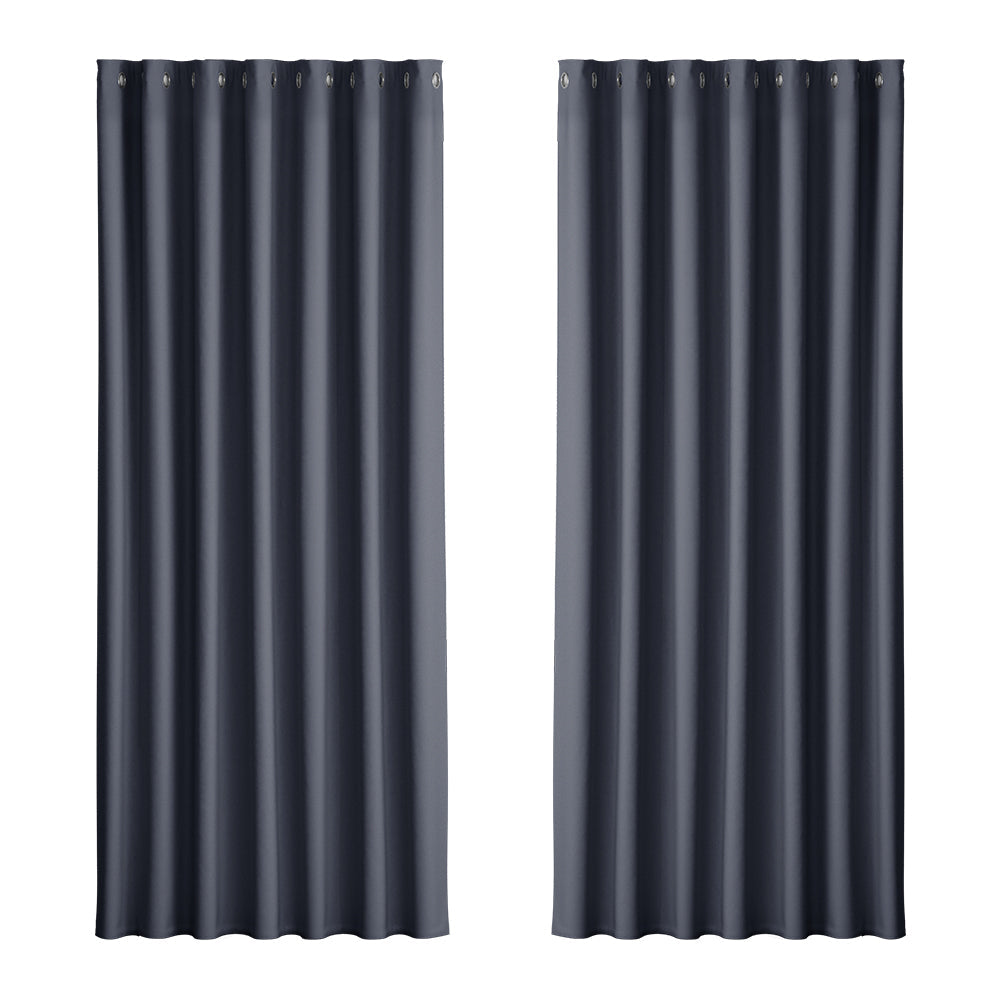 Artiss 2X Blockout Curtains Blackout Window Curtain Eyelet 240x230cm Charcoal