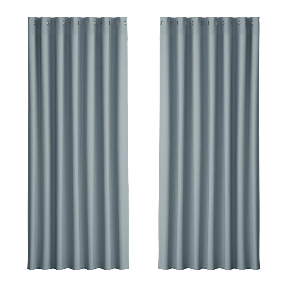 Artiss 2X Blockout Curtains Blackout Window Curtain Eyelet 240x230cm Grey