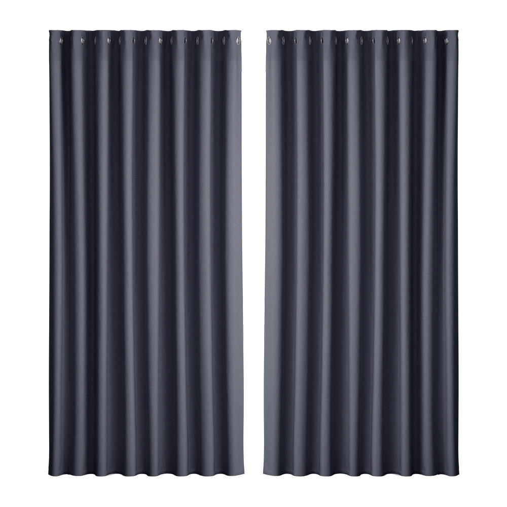 Artiss 2X Blockout Curtains Blackout Window Curtain Eyelet 300x230cm Charcoal