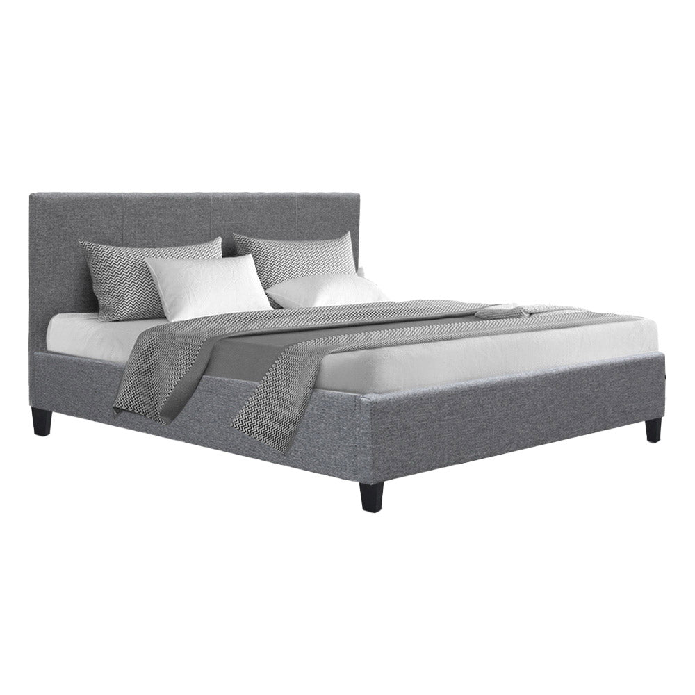 Artiss Double Size Fabric Bed Frame Headboard Grey freeshipping - Awezingly