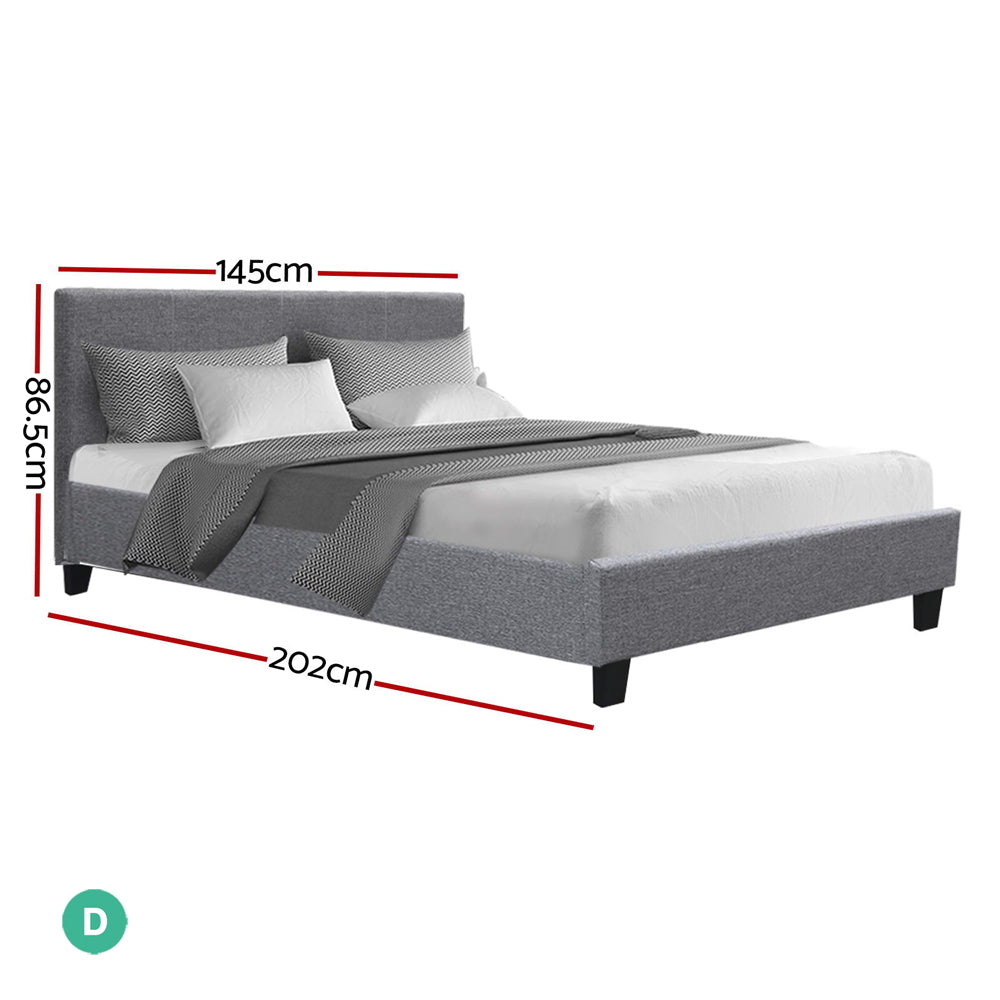 Artiss Double Size Fabric Bed Frame Headboard Grey freeshipping - Awezingly