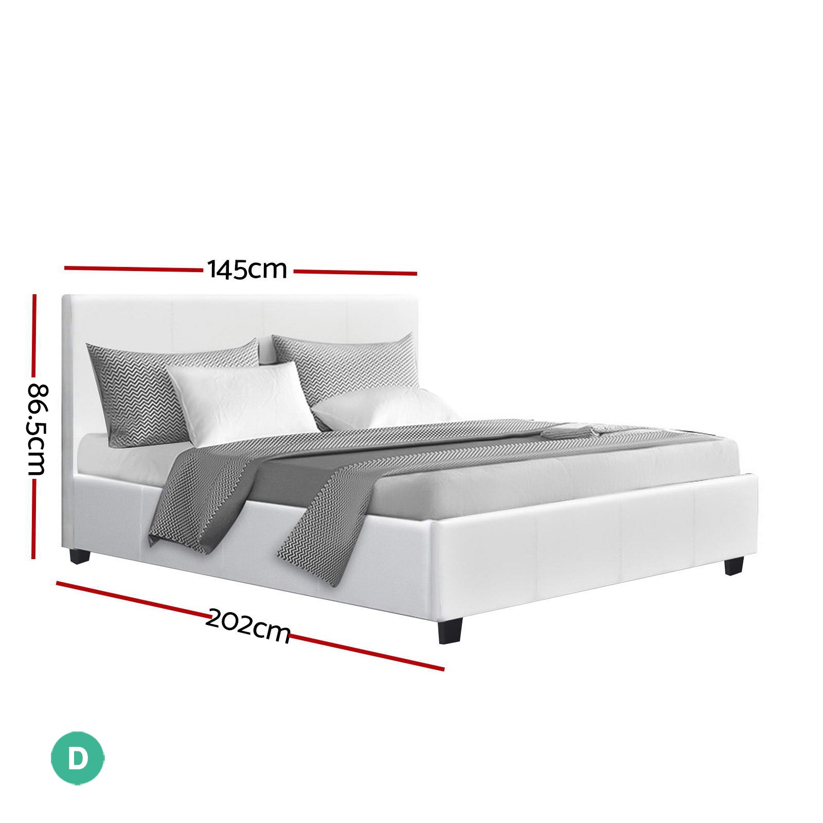 Artiss Double Full Size Bed Frame Base Mattress Platform White Leather Wooden NEO freeshipping - Awezingly