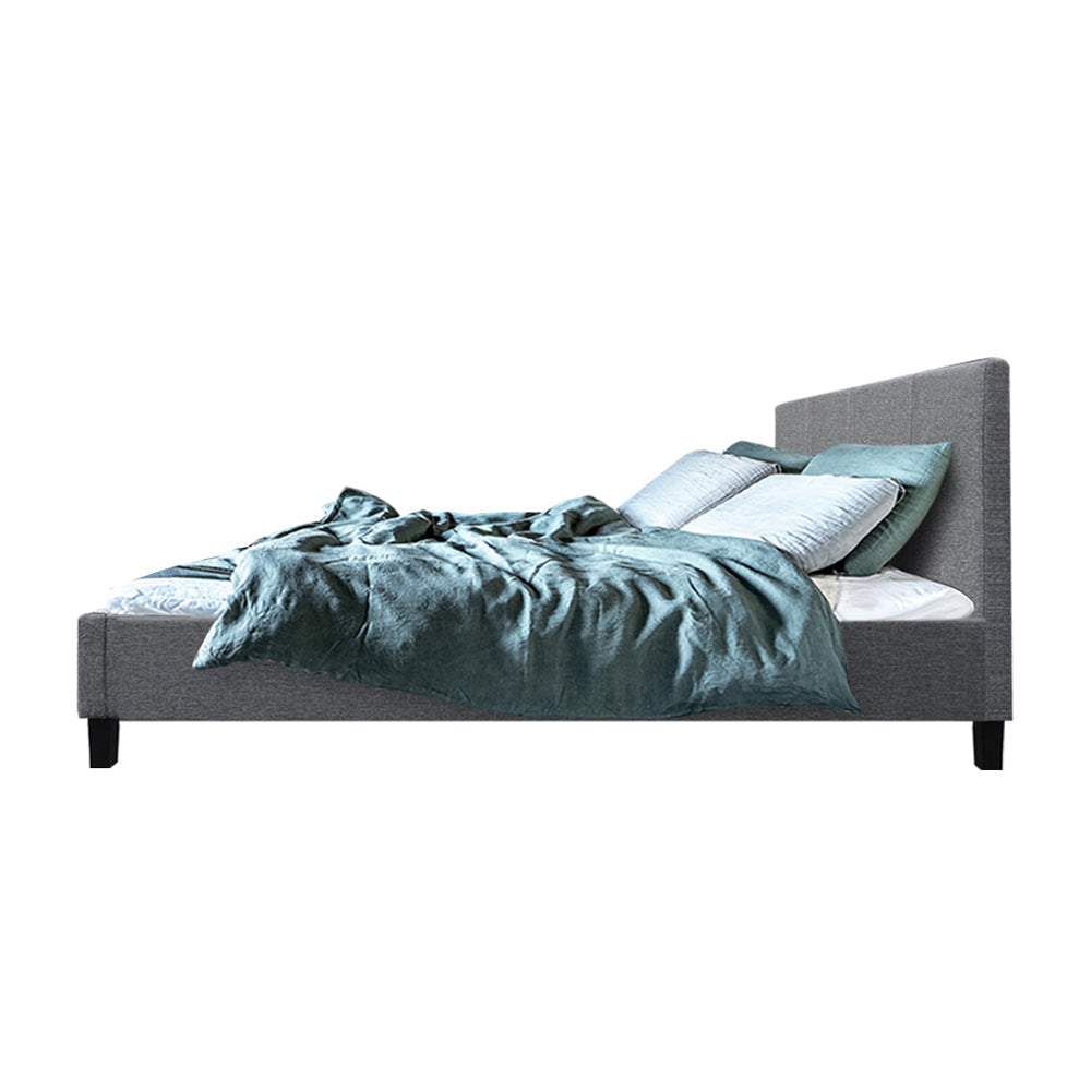 Artiss Queen Size Fabric Bed Frame Headboard- Grey