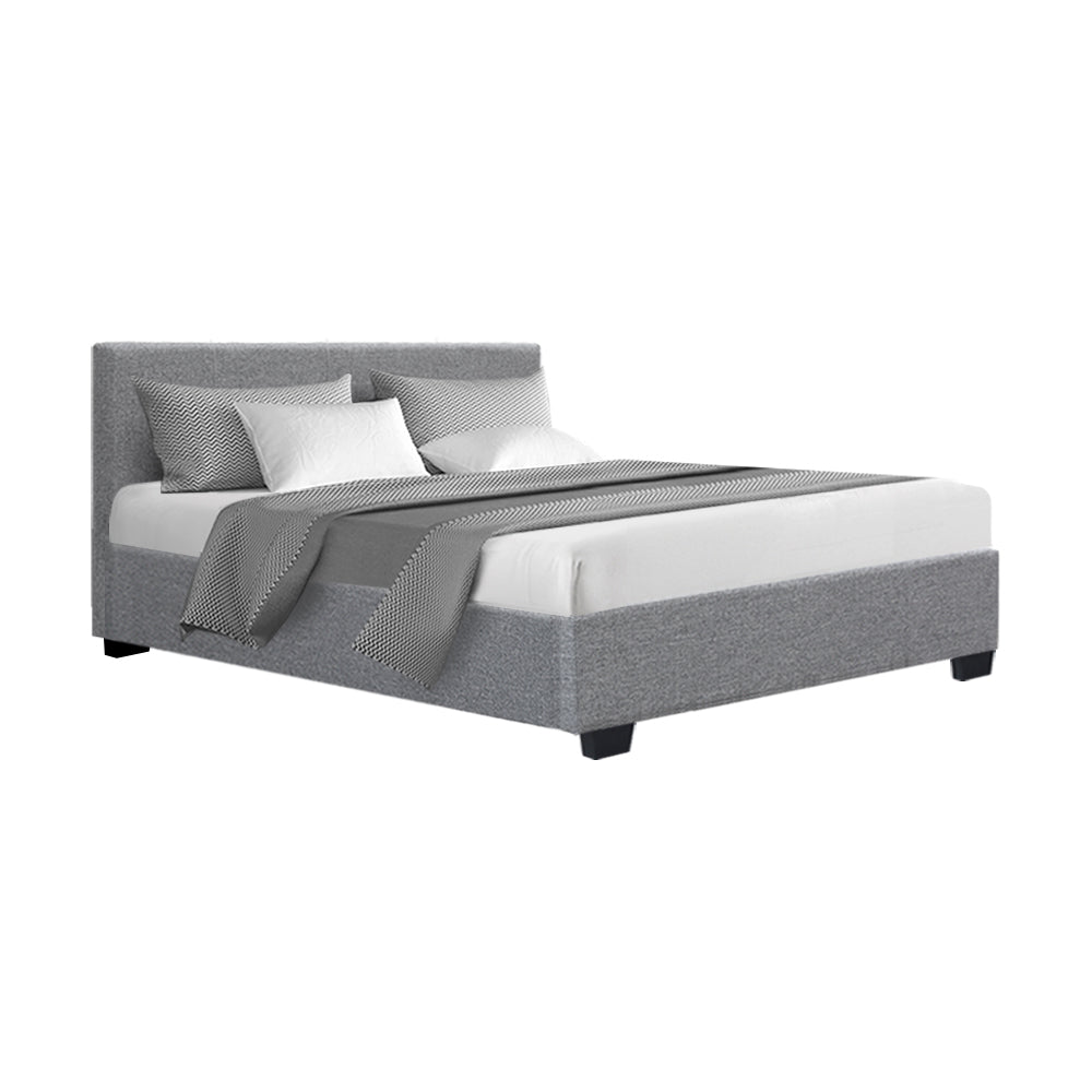 Artiss Nino Bed Frame Fabric - Grey Double freeshipping - Awezingly