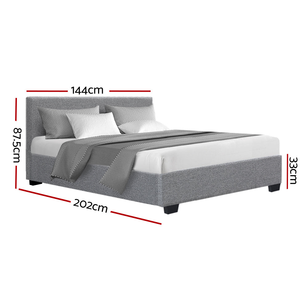 Artiss Nino Bed Frame Fabric - Grey Double freeshipping - Awezingly