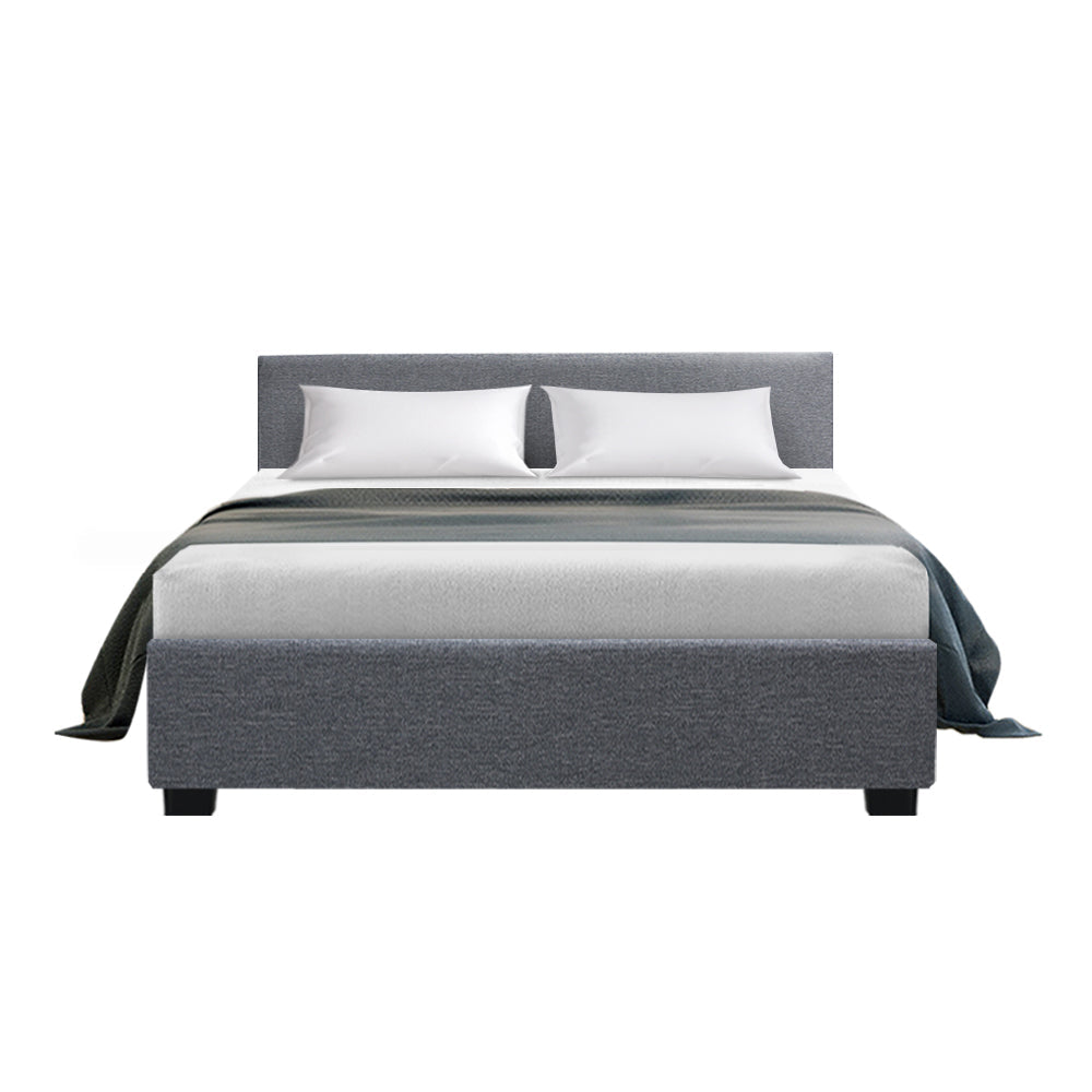 Artiss Nino Bed Frame Fabric - Grey Double freeshipping - Awezingly