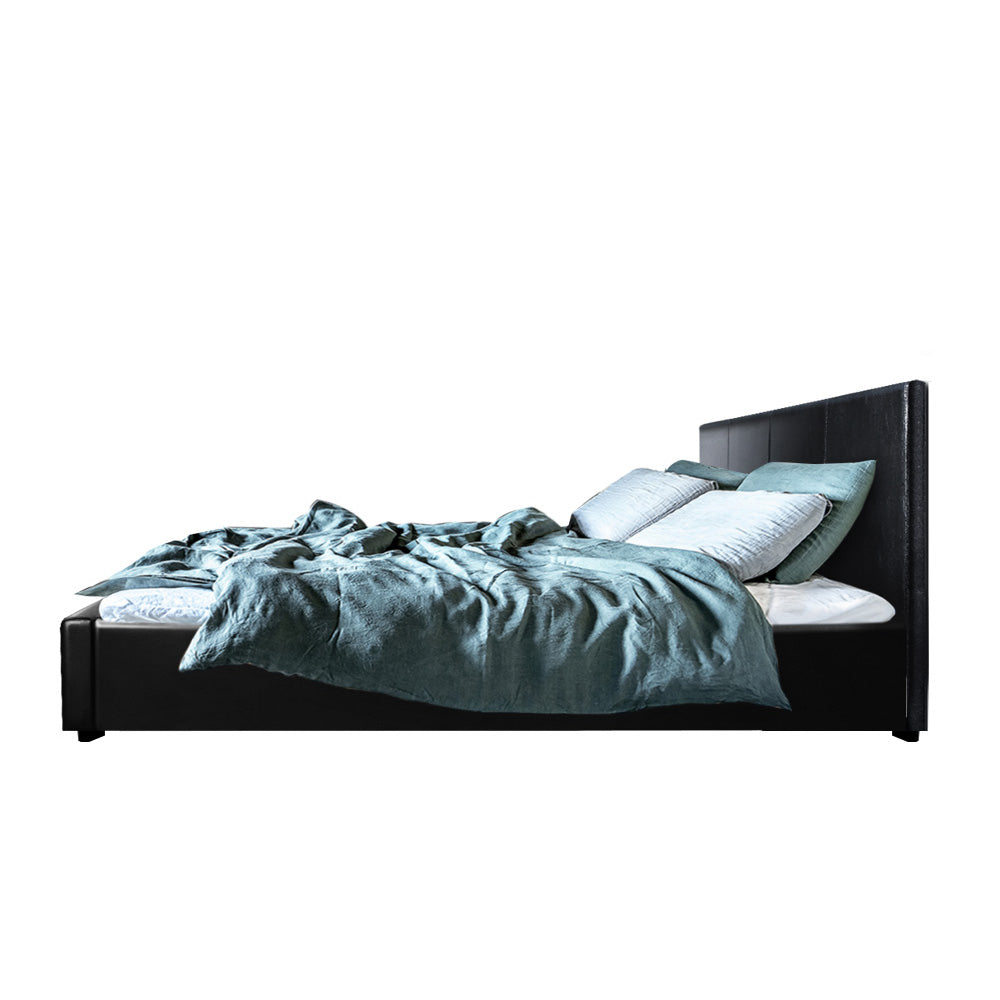 Artiss Nino Bed Frame PU Leather - Black Queen freeshipping - Awezingly