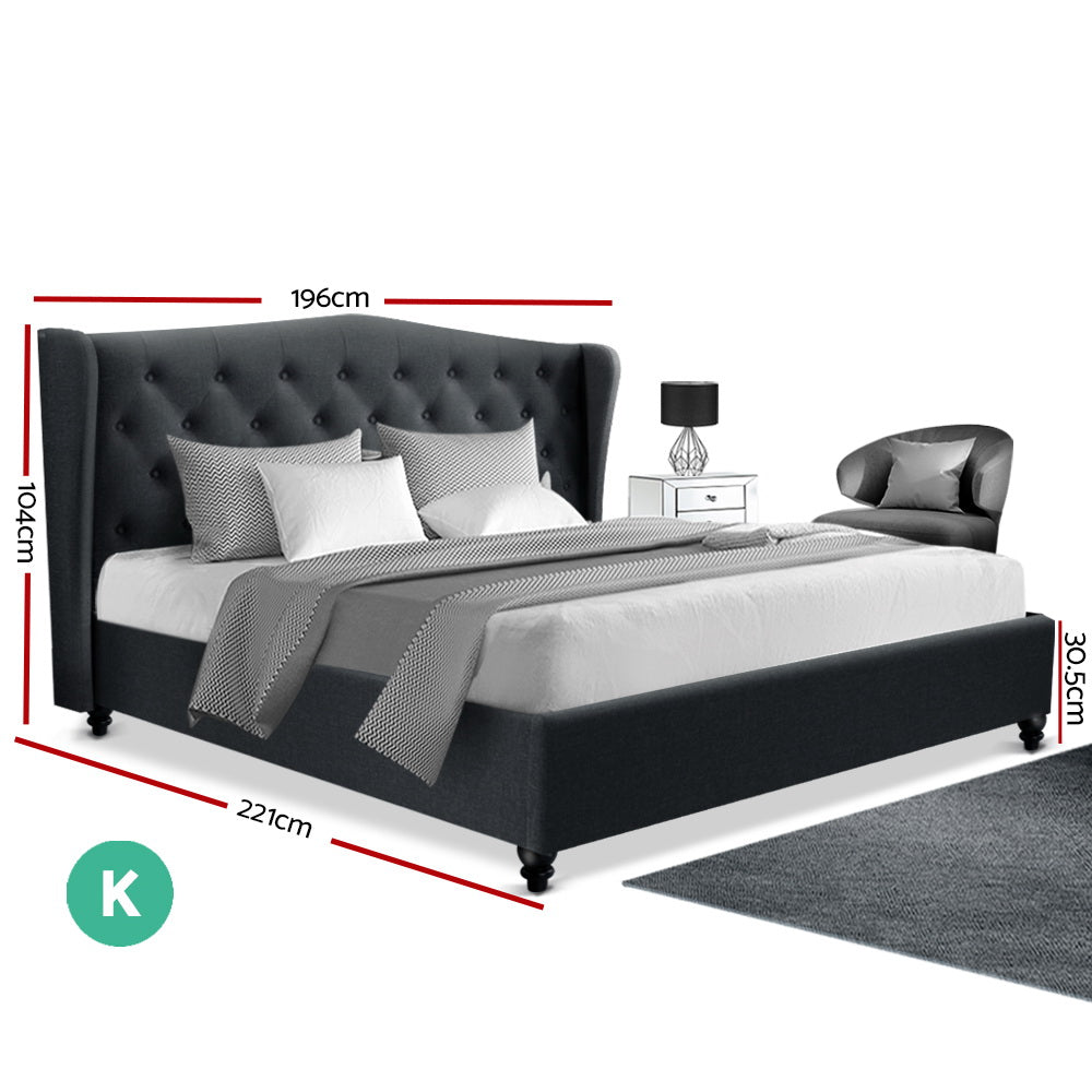 Artiss Pier Bed Frame Fabric - Charcoal King freeshipping - Awezingly