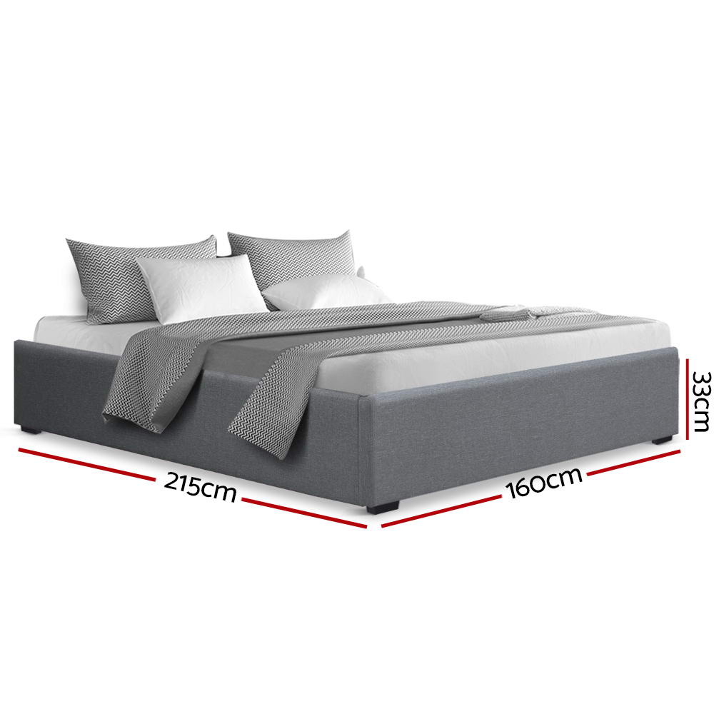 Artiss Queen Size Gas Lift Bed Frame Base With Storage Platform Fabric freeshipping - Awezingly