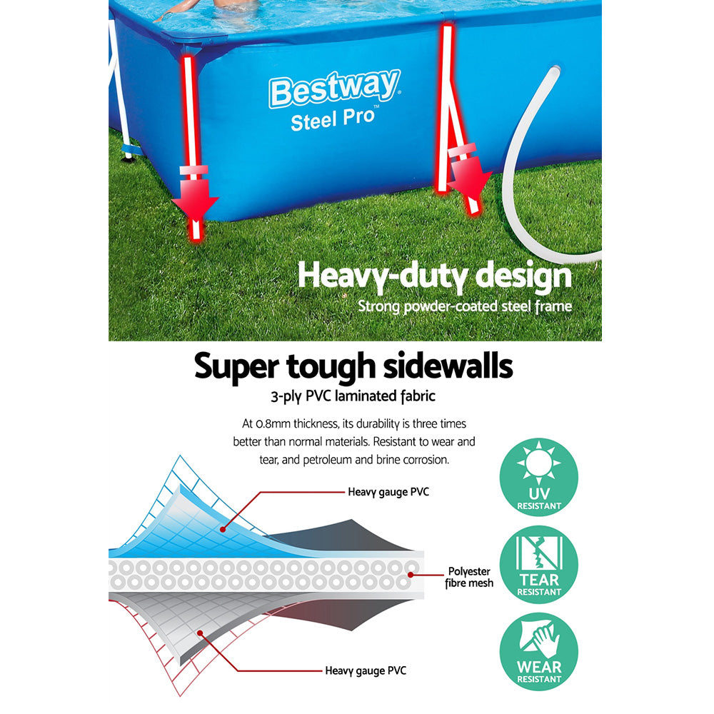 Bestway Swimming Pool Steel Frame Above Ground Rectangular Pool Filter Pump freeshipping - Awezingly