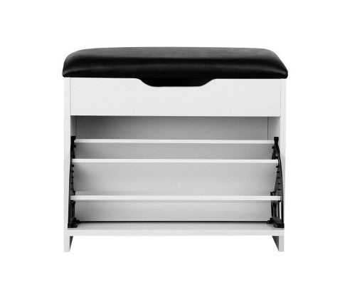 Artiss 3 Tier Shoe Cabinet Storage Stool Bench - White freeshipping - Awezingly