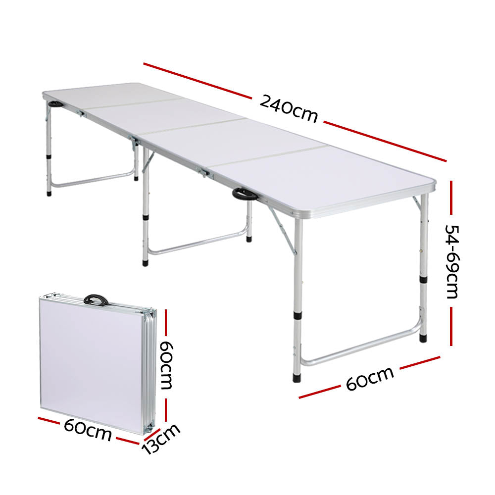 Weisshorn Folding Camping Table Portable Family Picnic Garden 240CM