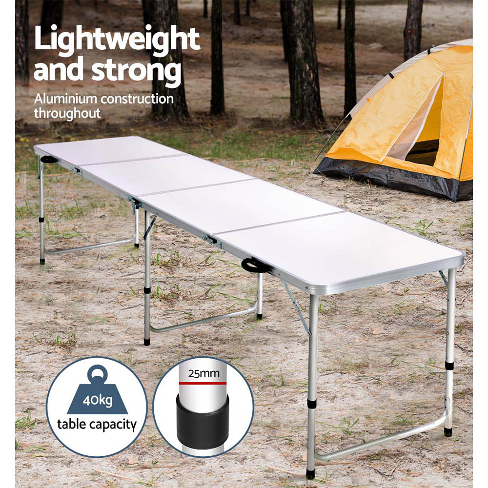 Weisshorn Folding Camping Table Portable Family Picnic Garden 240CM