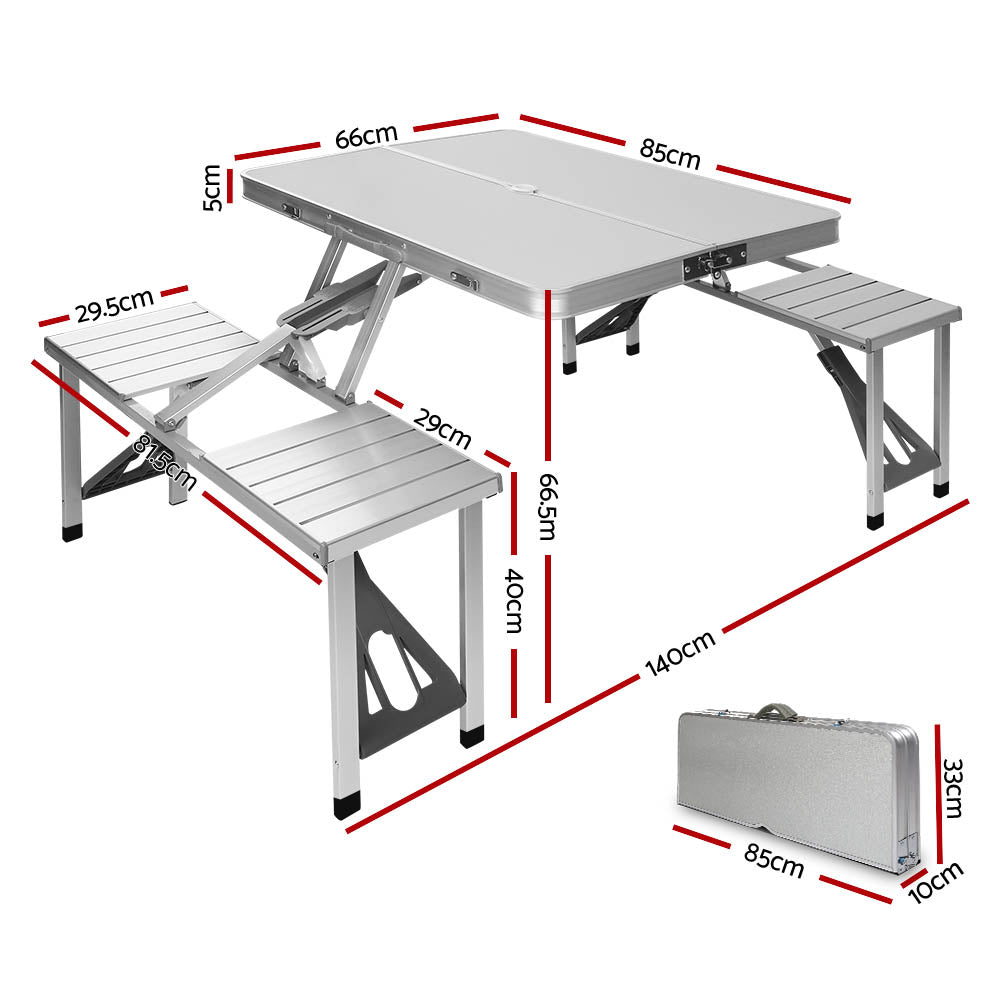 Weisshorn Camping Table with Chairs Folding Outdoor Picnic Beach BBQ 85CM