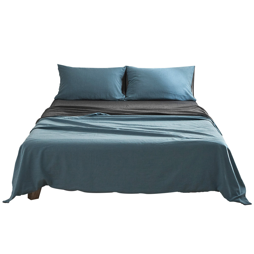 Cosy Club Sheet Set Cotton Sheets Single Blue Dark Blue