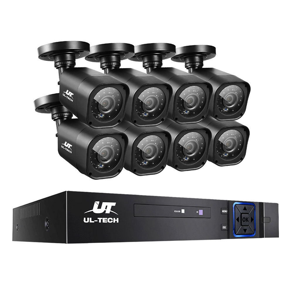 UL-TECH 8CH 5 IN 1 DVR CCTV Security System Video Recorder /w 8 Cameras 1080P HDMI Black freeshipping - Awezingly