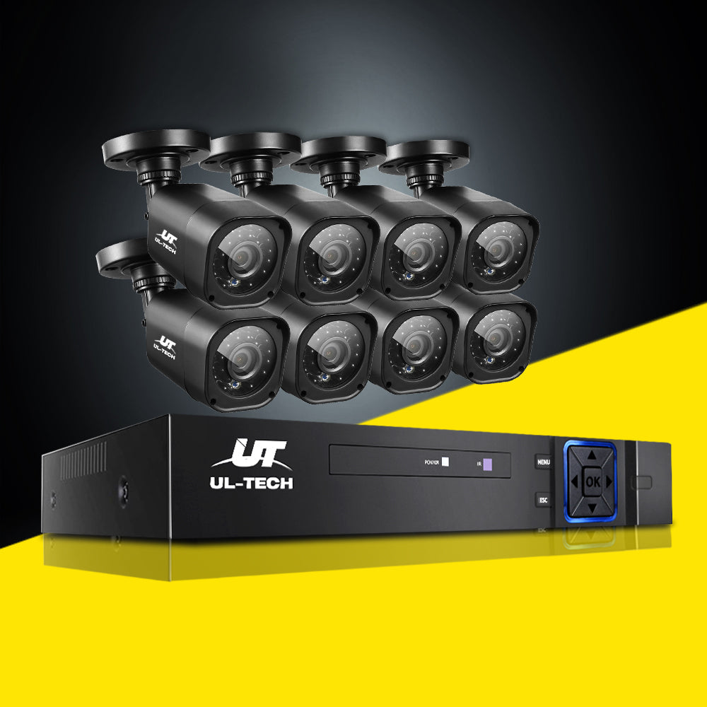 UL-TECH 8CH 5 IN 1 DVR CCTV Security System Video Recorder /w 8 Cameras 1080P HDMI Black freeshipping - Awezingly