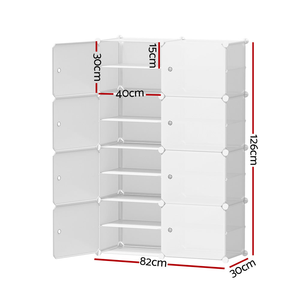 Artiss Shoe Cabinet DIY Storage Cube Shoe Box White Portable Organiser Stand