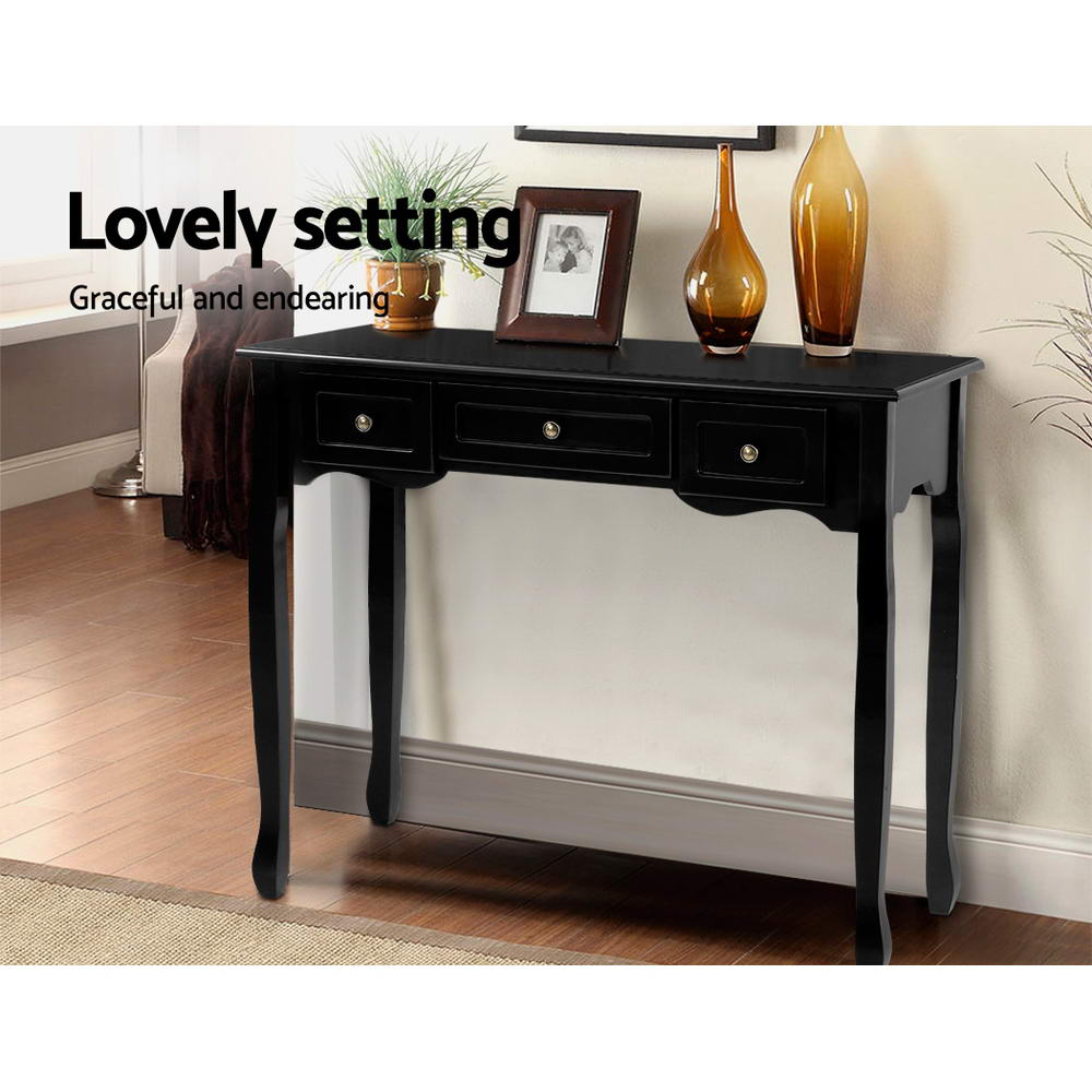 Artiss Hallway Console Table Hall Side Dressing Entry Display 3 Drawers Black freeshipping - Awezingly