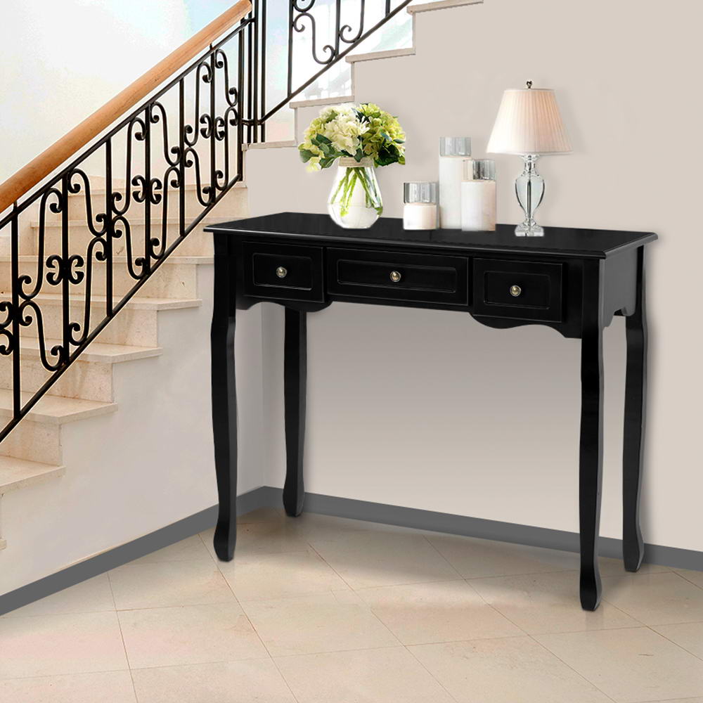 Artiss Hallway Console Table Hall Side Dressing Entry Display 3 Drawers Black freeshipping - Awezingly