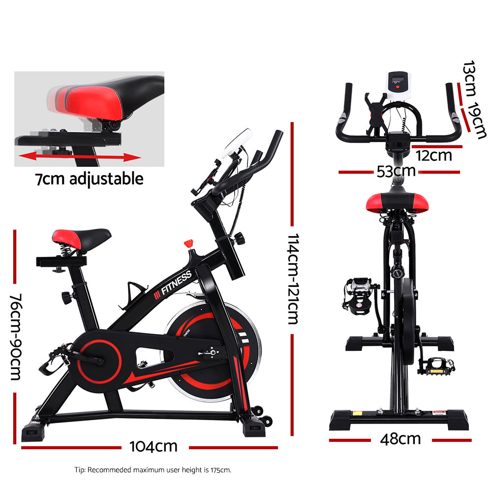 Spin Exercise Bike Flywheel Fitness Commercial Home Workout Gym Machine Bonus Phone Holder Black