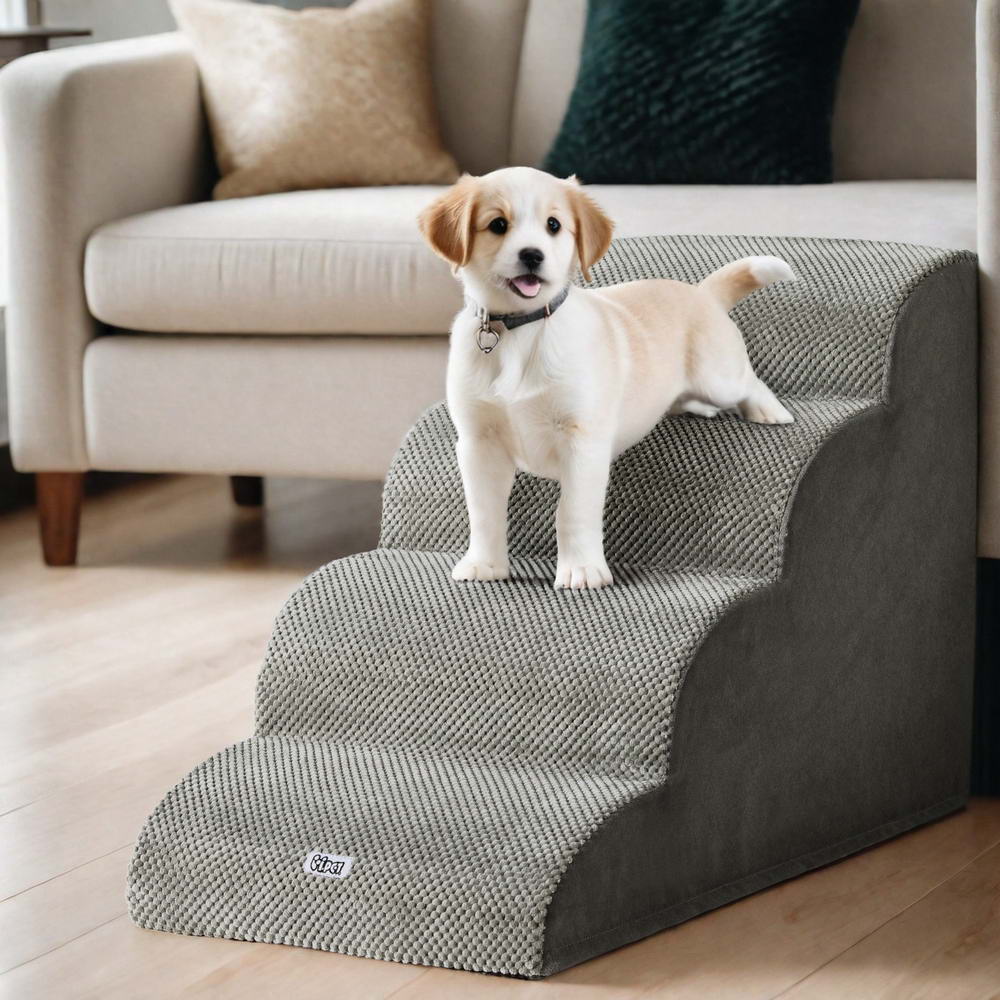 i.Pet Dog Ramp Steps Foam 4 Tier Pet Stairs For Bed Sofa Car Portable Indoor