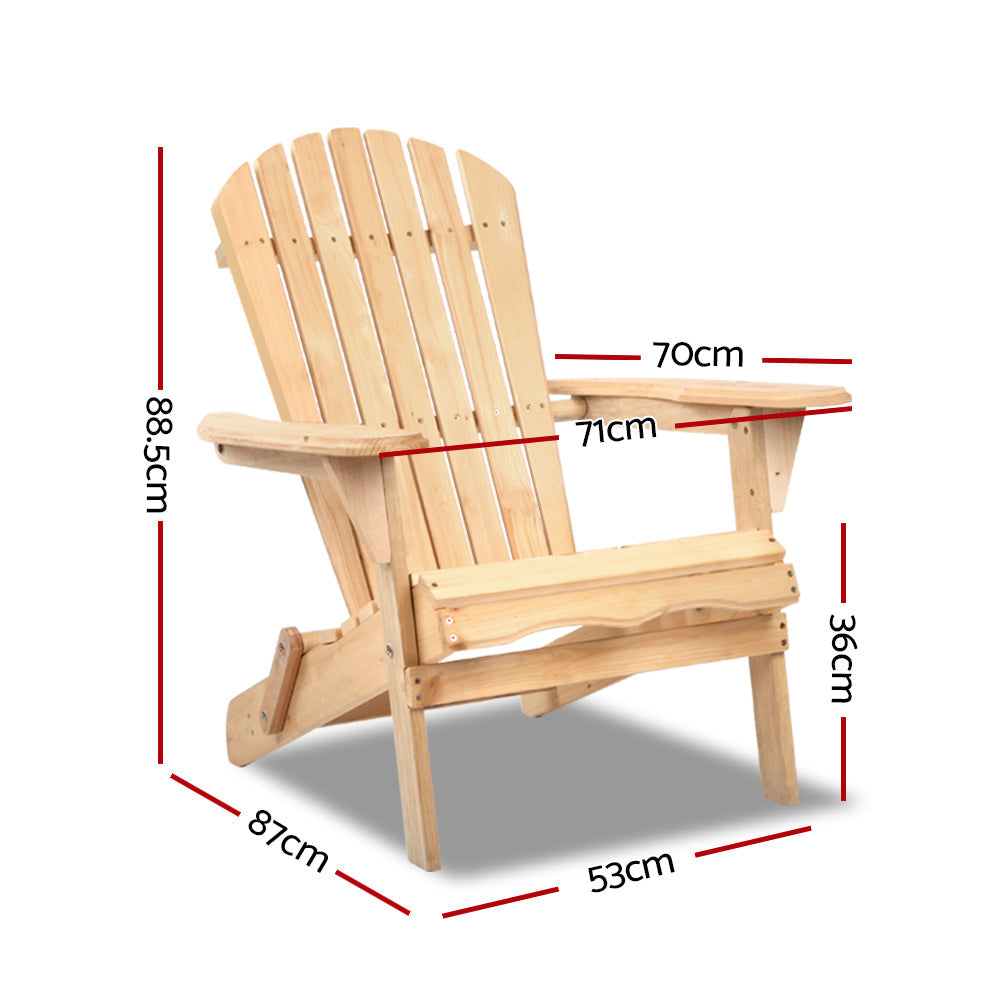 Gardeon Patio Furniture Outdoor Chairs Beach Chair Wooden Adirondack Garden Lounge 2PC freeshipping - Awezingly